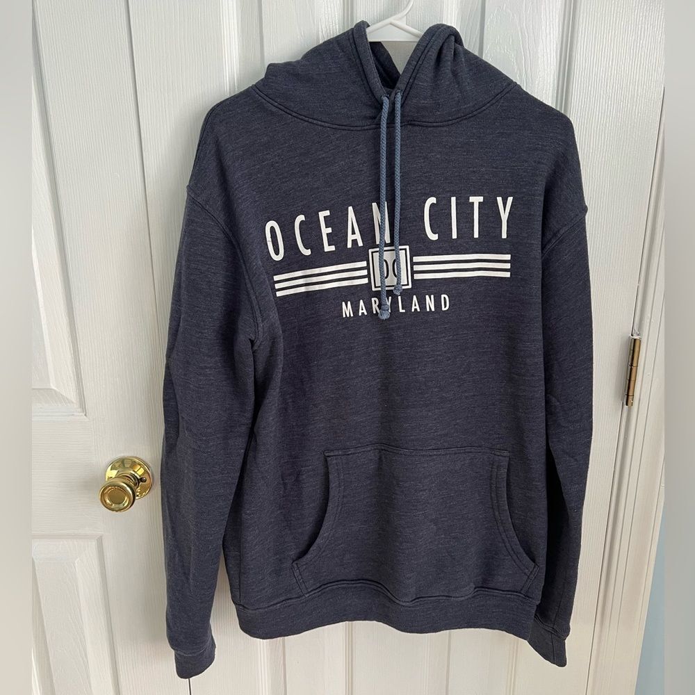 Ocean City Maryland Womens Medium Blue Polyester Long Sleeve Hoodie